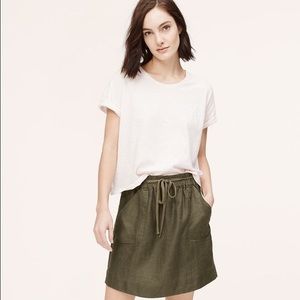 LOFT olive green linen skirt size S